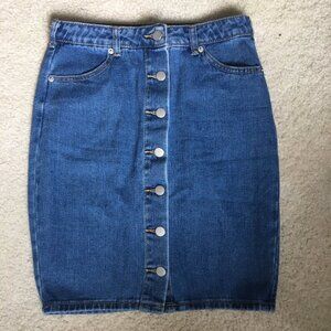 forever 21 midi skirt with buttons pencil skirt style - size small